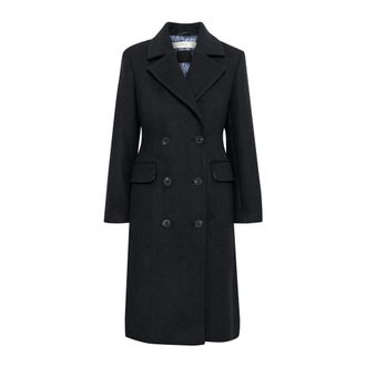 Inwear Double-Breasted Coats, female, Blue, Size: 2XL Marine Blue Lapel Coat with Classic Collar