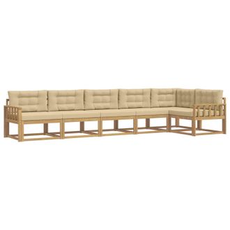 vidaXL Conjunto De Sof&aacute;s De Exterior Con Coj&iacute;n 4 Pcs Y Beige Poli&eacute;ster Vidaxl