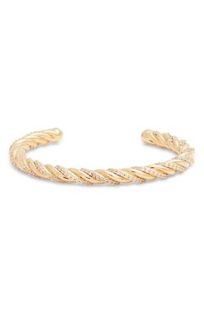 Nordstrom Twisted Cubic Zirconia Cuff Bracelet in Clear- Gold at Nordstrom