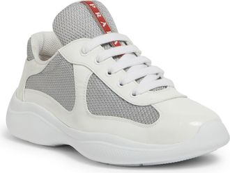 Prada Americas Cup Sneaker in Bianco/Argento at Nordstrom, Size 10.5Us