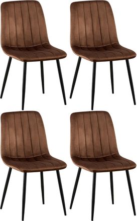 Clp Clp - Set De 4 Sillas De Sal&oacute;n Dijon En Tela O Terciopelo Marr&oacute;n Terciopelo