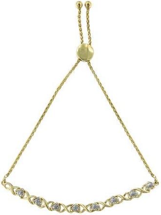 House of Brilliance 10K Yellow Gold over Silver 1/10 Cttw Diamond Heart and X-Link Bolo Bracelet at Nordstrom