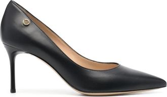 Baldinini Black Refined Mid-Heel Leather Pumps