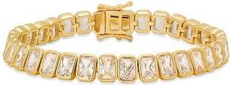 Queen Jewels Emerald Cut Cubic Zirconia Tennis Bracelet in Gold at Nordstrom Rack