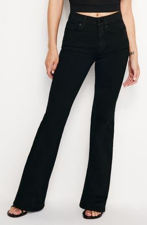 Good American Never Fades Good Flare Jeans in Black001 at Nordstrom, Size 10P