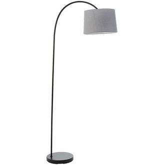 Loops 1.6m Curved Floor Lamp Matt Black & Grey Shade Free Standing Living Room Light