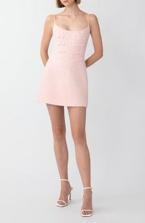 Sau Lee Andi Metallic Tweed Cocktail Minidress in Pastel Pink at Nordstrom Rack, Size 14