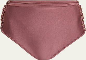 Zimmermann Aster Bead Detail High-Waist Bikini Bottoms