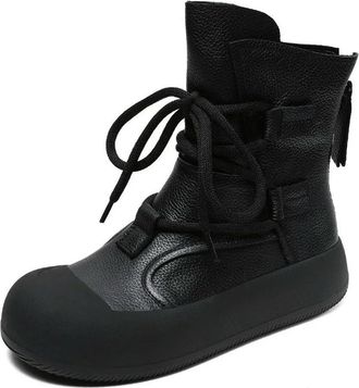 Generic QXDZSW Retro Roman Ankle Boots for Women Chunky Platform Back Zipper Comfort Trend Casual Short Boots