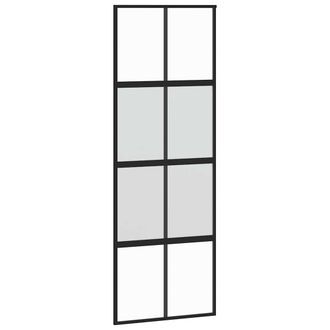 vidaXL Vidaxl - Puerta Corredera Vidrio Templado Y Aluminio Negra 76x205 Cm