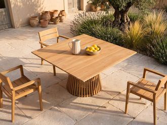 VENTE-UNIQUE.COM Mesa jard&iacute;n madera color natural claro