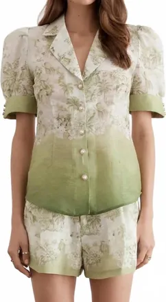 Aqua Blu Australia Jolene Short Sleeve Shirt In Triomphe Green