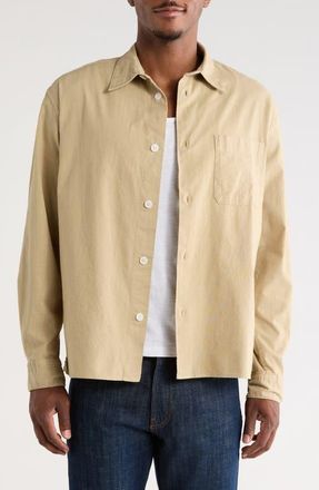 Frame Denim Textured Long Sleeve Cotton Button-Up Shirt in Dusty Beige at Nordstrom, Size Xx-Large