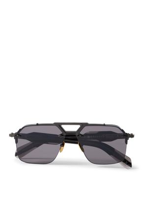Jacques Marie Mage Silverton Aviator-Style Acetate and Silver-Tone Sunglasses