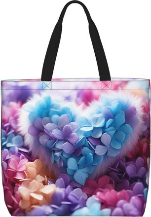 Generic Heart Made Of Flowers Women Handbag Large Capacity Grocery Bag Waterproof Shopping Bags For Daily Use Beach Ladies