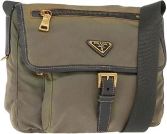 Prada Pre-owned Cross Body Bags, female, Green, Size: ONE SIZE Pre-owned Nylon Cross Body Bag