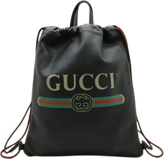 Gucci Pre-owned Vintage Rugzak - Dames - Vintage Rugzakken - Zwart - ONE Size - Leer - Vintage