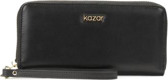 Kazar Leren portemonnee met handriem - Dames - Portefeuilles - Zwart - ONE Size - Leer - Accessoires