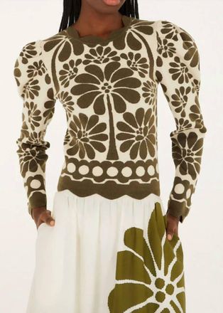 Farm Rio Palermo Knit Top In Green