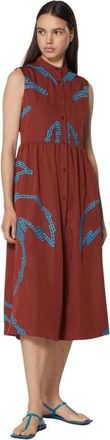 Silvian Heach Midi-jurk met geborduurde motieven - Dames - Casual kleedjes - Veelkleurig - XS - Polyester - Kleedjes