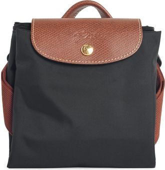 Longchamp M Schwarzer Tela-Rucksack Le Pliage Original