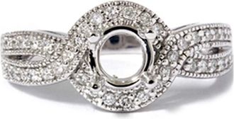 Pompeii3 1/3ct Vintage Diamond Semi Mount Engagement Ring Setting Size Selectable