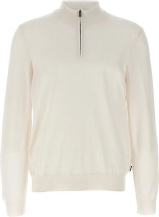 HUGO BOSS Truien & Vesten, Heren, Wit, XL, Wol, Ebenji Zip-Neck Sweater