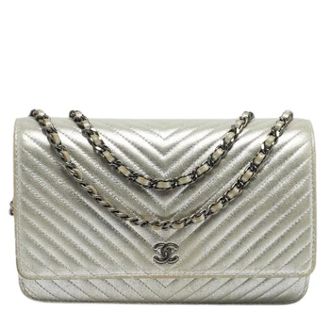 Chanel Pre-owned Wallet on Chain (Woc) - Dames - Pre-owned - Grijs - Maat: ONE Size Leer