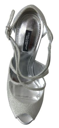 Dolce & Gabbana Womens Shimmer Finish Heel Silver Leather Polyester