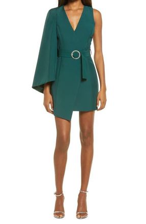 Lavish Alice Half Cape Minidress in Forest Green at Nordstrom, Size 6