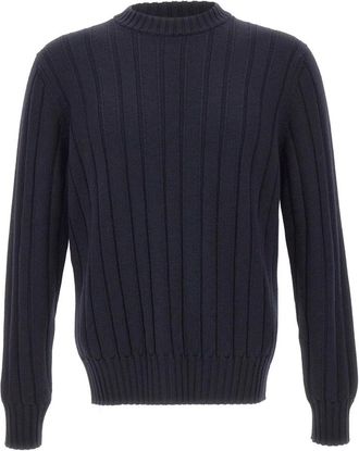 FILIPPO DE LAURENTIIS Merino Wol Trui - Heren - Ronde hals truien - Blauw - 2XL - Wol - Truien & Vesten