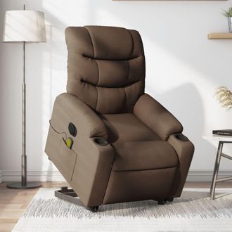 vidaXL Vidaxl - Sill&oacute;n De Masaje El&eacute;ctrico Reclinable Elevable Tela Marr&oacute;n
