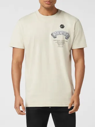 Philipp Plein T-shirt in jersey di cotone con stampa logo Skull a girocollo