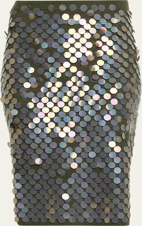 Zankov Sequined Wool-Cashmere Pointelle Knit Midi Skirt