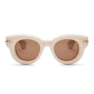 Loewe Sunglasses, female, Beige, 46 MM, Round Sunglasses with Inflated Design