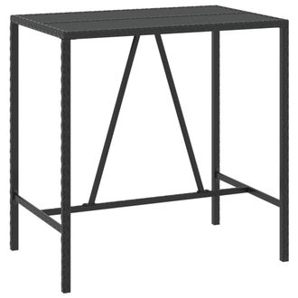 vidaXL Mesa Alta Bar Rat&aacute;n Pe Y Superficie Vidrio Negro 110x70x110 Cm Vidaxl