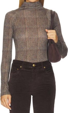 Rag & Bone Shaw Paneled Long Sleeve Turtleneck Tee In Brown Multi