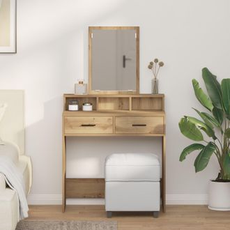 Berkfield Home Dressing Table with Drawers - Artisan Oak - 79x41x140 cm in Brown | Size: 79 x 41 x 140 cm