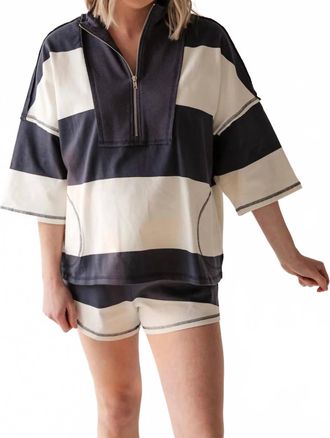 Free People Retro Rugby Set In Midnight Navy Combo