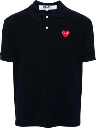 Comme Des Gar&ccedil;ons Polo shirt met hartlogo - Dames - Polos - Blauw - L - Katoen - Tops