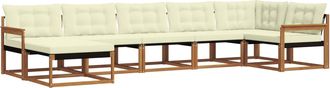 vidaXL Conjunto De Sof&aacute;s De Exterior 7 Uds. Natural Y Crema Vidaxl