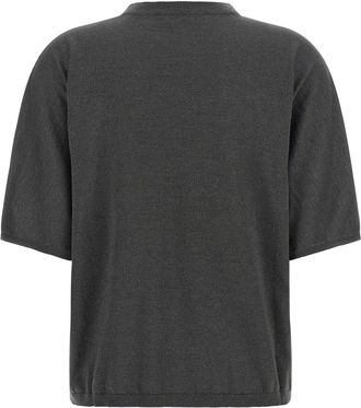 Brunello Cucinelli Lam&eacute; Sparkling Cashmere-Silk Sweater - Charcoal