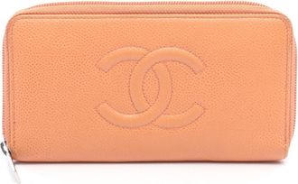 Chanel Orange Grained Calfskin Long Wallet (Bi-Fold) (Pre-Owned)