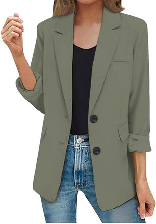 Generic AMDOLE Blazers for Women UK Elegant Long Sleeve Blazer Jacket With Pocket Ladies Fashion Solid Color Office Button Blazers Cardigans Casual Lapel Coll