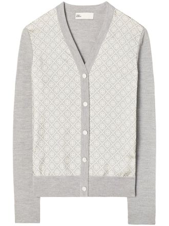 Tory Burch Cardigan con monogramma - Grigio