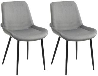 Clp Clp - Set De 2 Sillas De Comedor Victoria En Terciopelo Gris