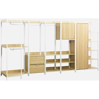 Sweeek Kit De Vestidor Modular Con 5 Elementos, Clever, Blanco, 360x48x190 Cm