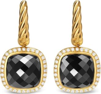 David Yurman 18kt geelgouden Albion oorbellen met onyx en diamant (26.3 mm)