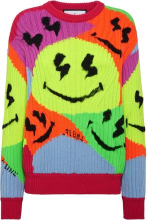 Philipp Plein Pullover Ronde Hals Smile - Dames - Ronde hals truien - Veelkleurig - S - Wol - Truien & Vesten
