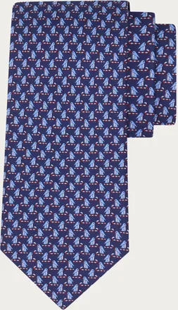 Ferragamo Men Penguin print silk tie Blue
